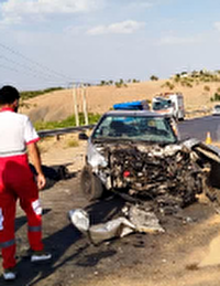 حادثه رانندگی با دومصدوم و فوتی در محور سامان به جعفر آباد